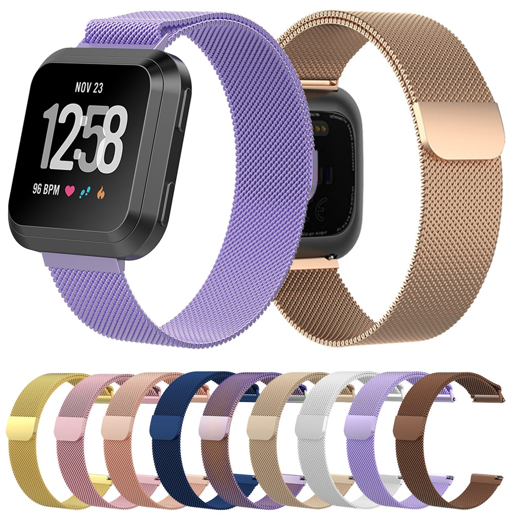 For-Fitbit-Versa-Milanese-Watch-Band,-Size:L(Silver)