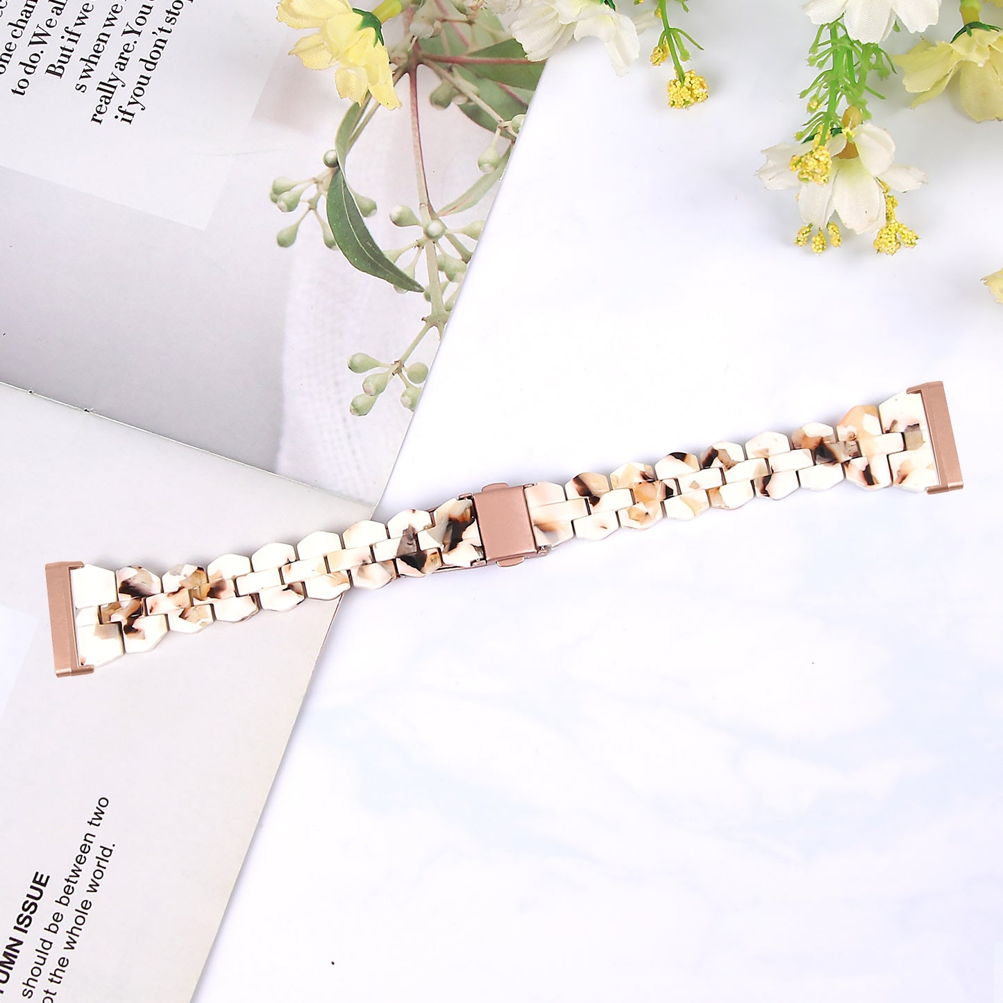 For-Fitbit-Versa-4-/-Sense-2-Universal-Rhombus-Resin-Watch-Band(Nougat)