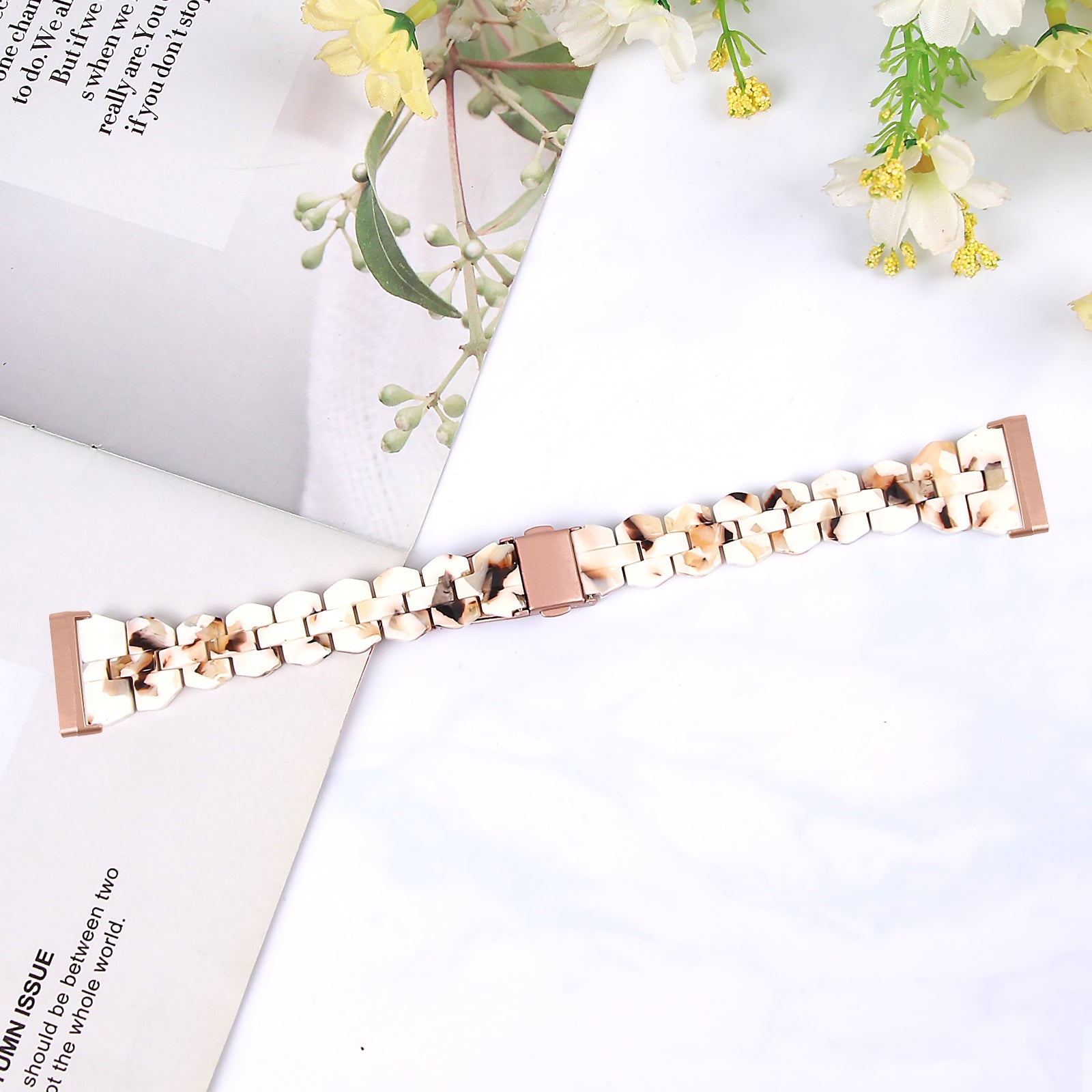 For-Fitbit-Versa-4-/-Sense-2-Universal-Rhombus-Resin-Watch-Band(Nougat)