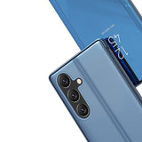 For-Galaxy-A06-4G-Plated-Mirror-Horizontal-Flip-Leather-Phone-Case-with-Holder(Black)
