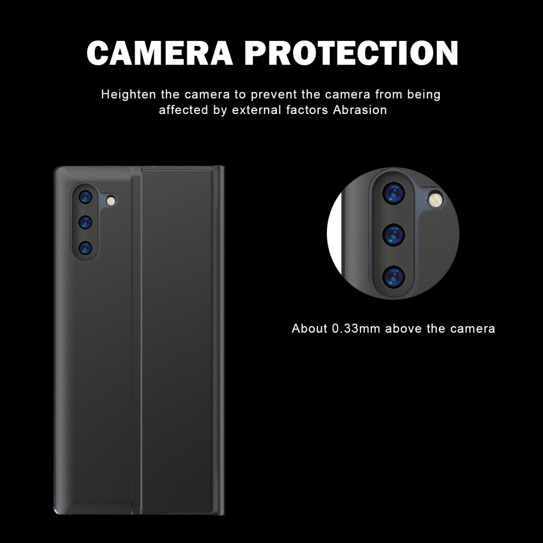 For-Galaxy-Note-10-Plus-Plain-Texture-Cloth-Attraction-Flip-Holder-Leather-Phone-Case(Black)