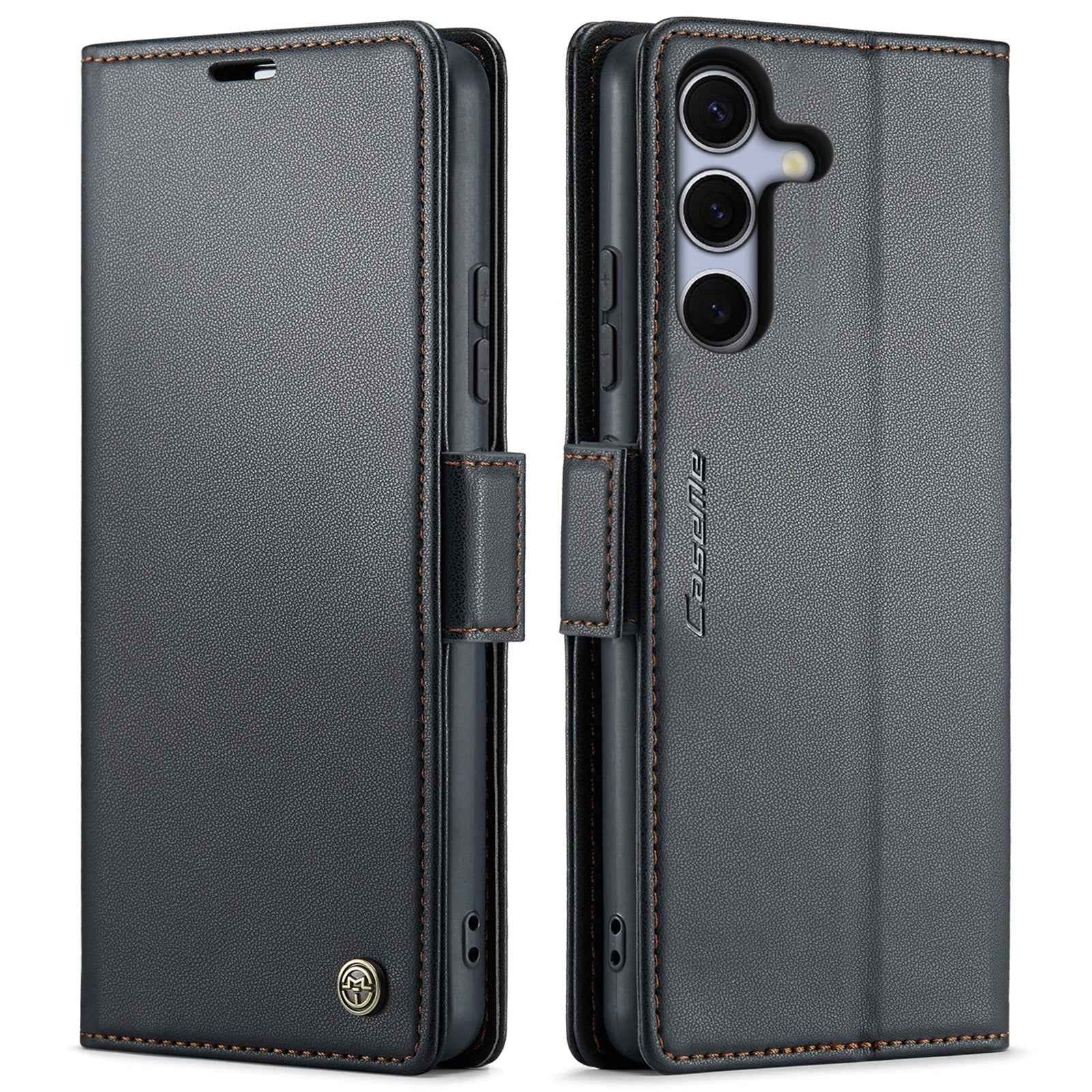 For Galaxy S25 5G CaseMe 023 Butterfly Buckle Litchi Texture RFID Anti-theft Leather Phone Case(Black)
