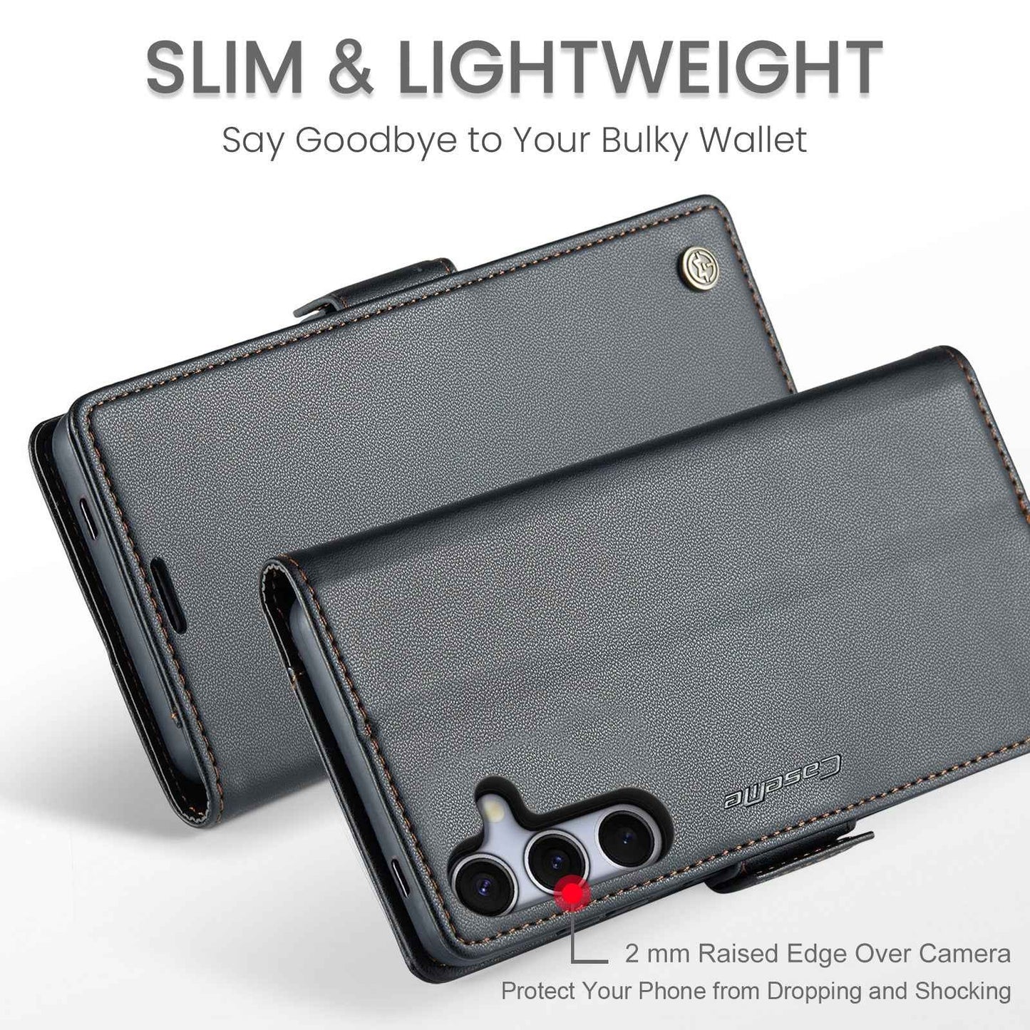 For Galaxy S25 5G CaseMe 023 Butterfly Buckle Litchi Texture RFID Anti-theft Leather Phone Case(Black)
