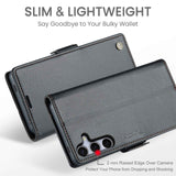 For Galaxy S25 5G CaseMe 023 Butterfly Buckle Litchi Texture RFID Anti-theft Leather Phone Case(Black)