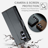 For Galaxy S25 5G CaseMe 023 Butterfly Buckle Litchi Texture RFID Anti-theft Leather Phone Case(Black)