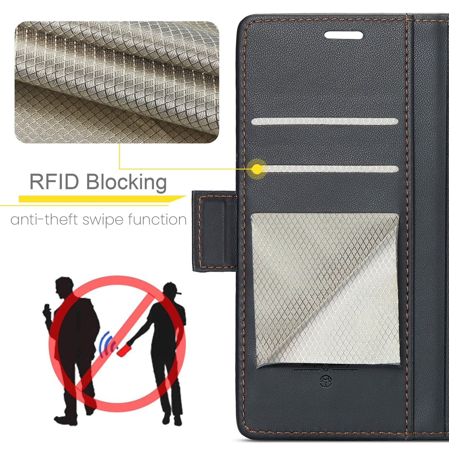 For-Galaxy-S25-5G-CaseMe-023-Butterfly-Buckle-Litchi-Texture-RFID-Anti-theft-Leather-Phone-Case(Black)