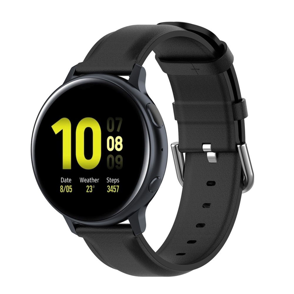 For-Galaxy-Watch-Active3-/-Galaxy-Watch-3-41mm-20mm-Universal-Leather-Watch-Band(Black)