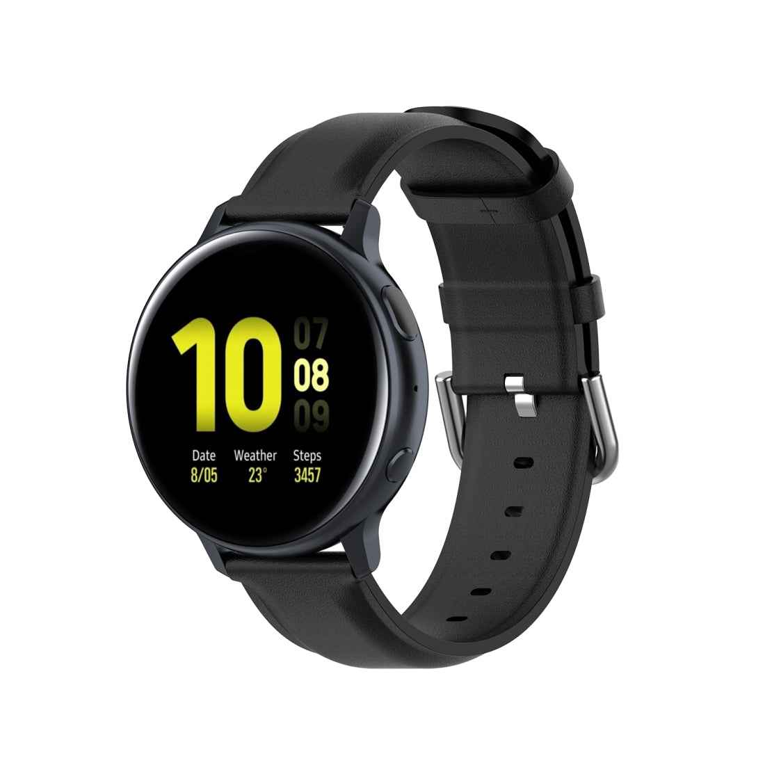 For-Galaxy-Watch-Active3-/-Galaxy-Watch-3-41mm-20mm-Universal-Leather-Watch-Band(Black)
