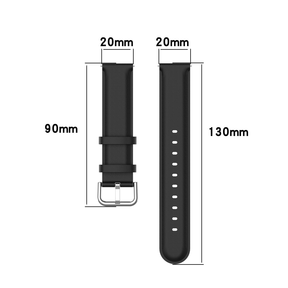 For-Galaxy-Watch-Active3-/-Galaxy-Watch-3-41mm-20mm-Universal-Leather-Watch-Band(Black)