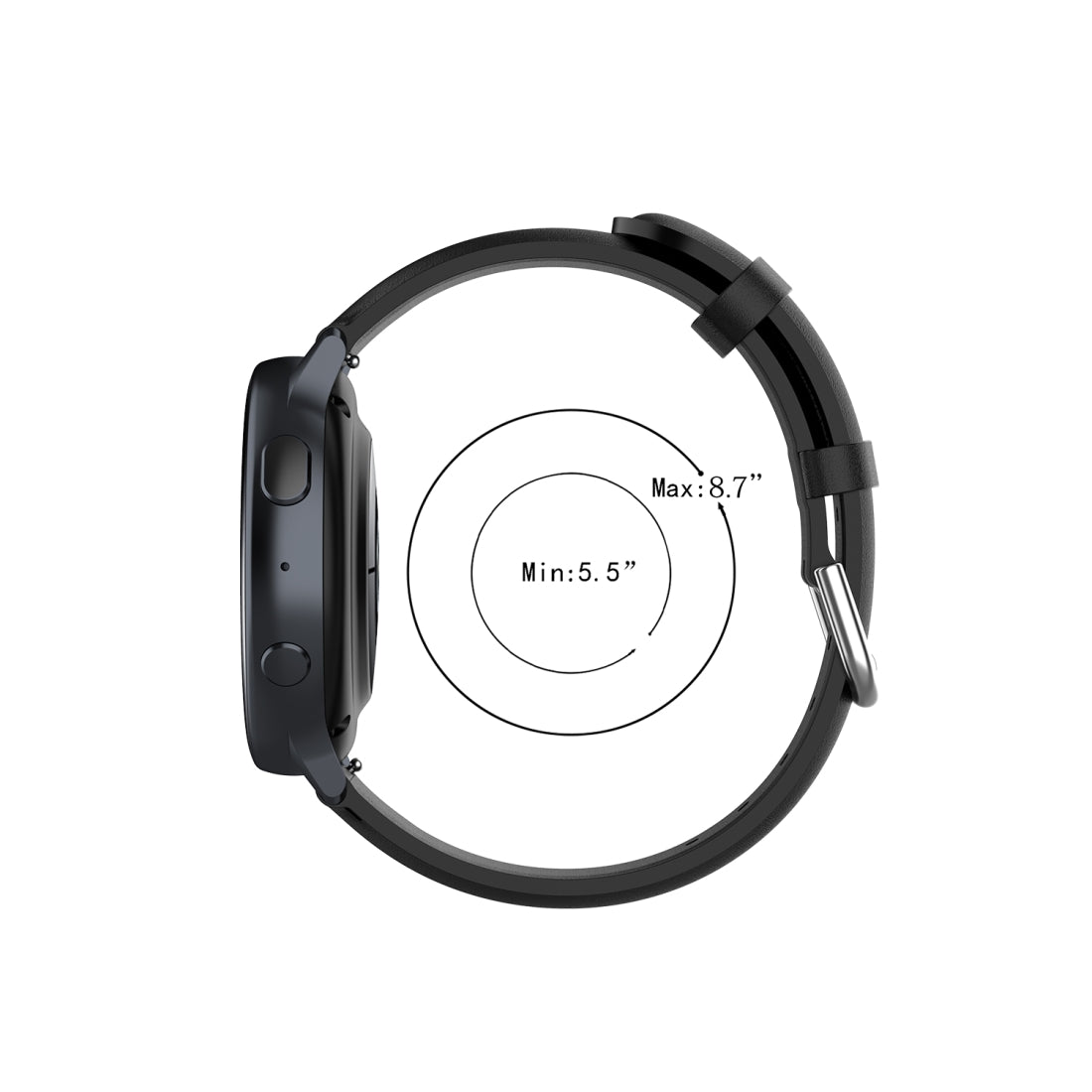 For-Galaxy-Watch-Active3-/-Galaxy-Watch-3-41mm-20mm-Universal-Leather-Watch-Band(Black)