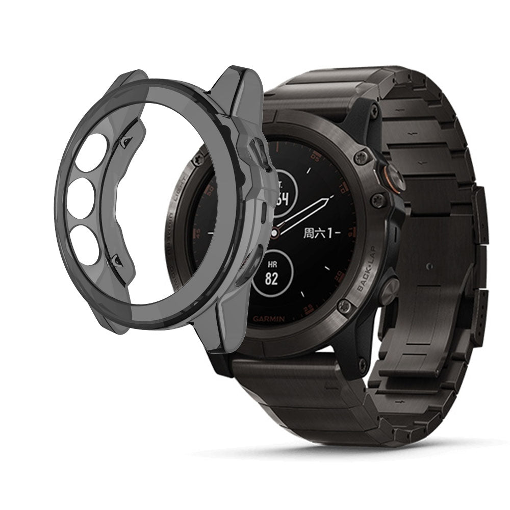 For-Garmin-Fenix-5X-TPU-Translucent-Watch-Case(Black)