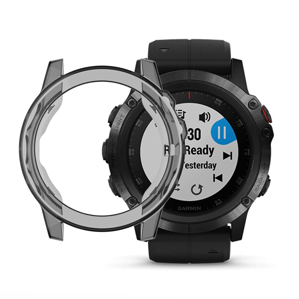For-Garmin-Fenix-5X-TPU-Translucent-Watch-Case(Black)