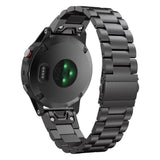 For-Garmin-Fenix-5X-Three-Bead-Stainless-Steel-Metal-Watch-Band,-Size:26MM(Black)