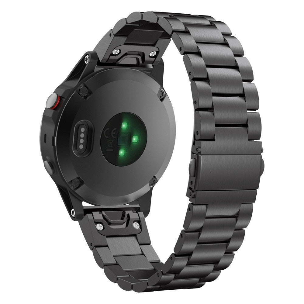 For-Garmin-Fenix-5X-Three-Bead-Stainless-Steel-Metal-Watch-Band,-Size:26MM(Black)