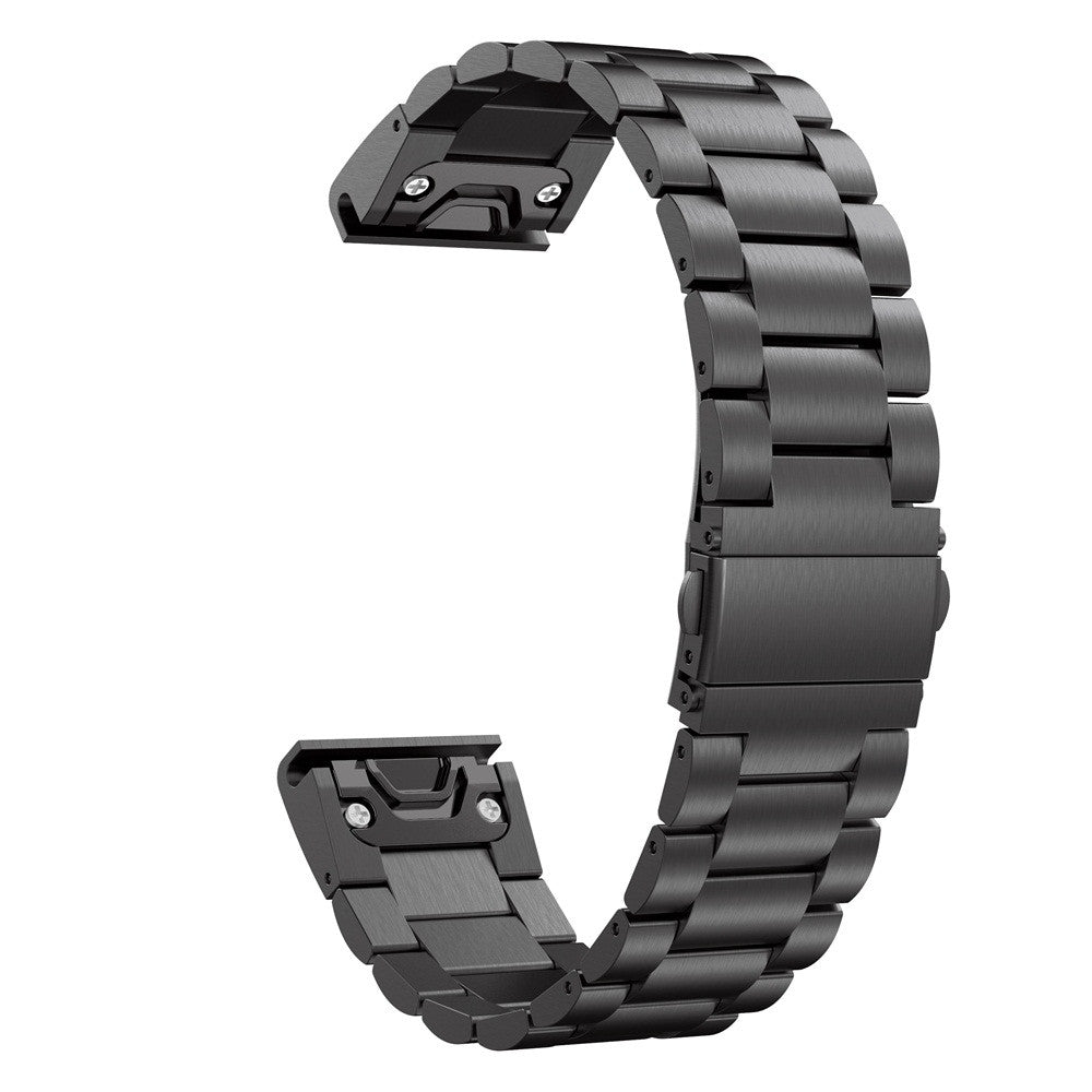 For-Garmin-Fenix-5X-Three-Bead-Stainless-Steel-Metal-Watch-Band,-Size:26MM(Black)