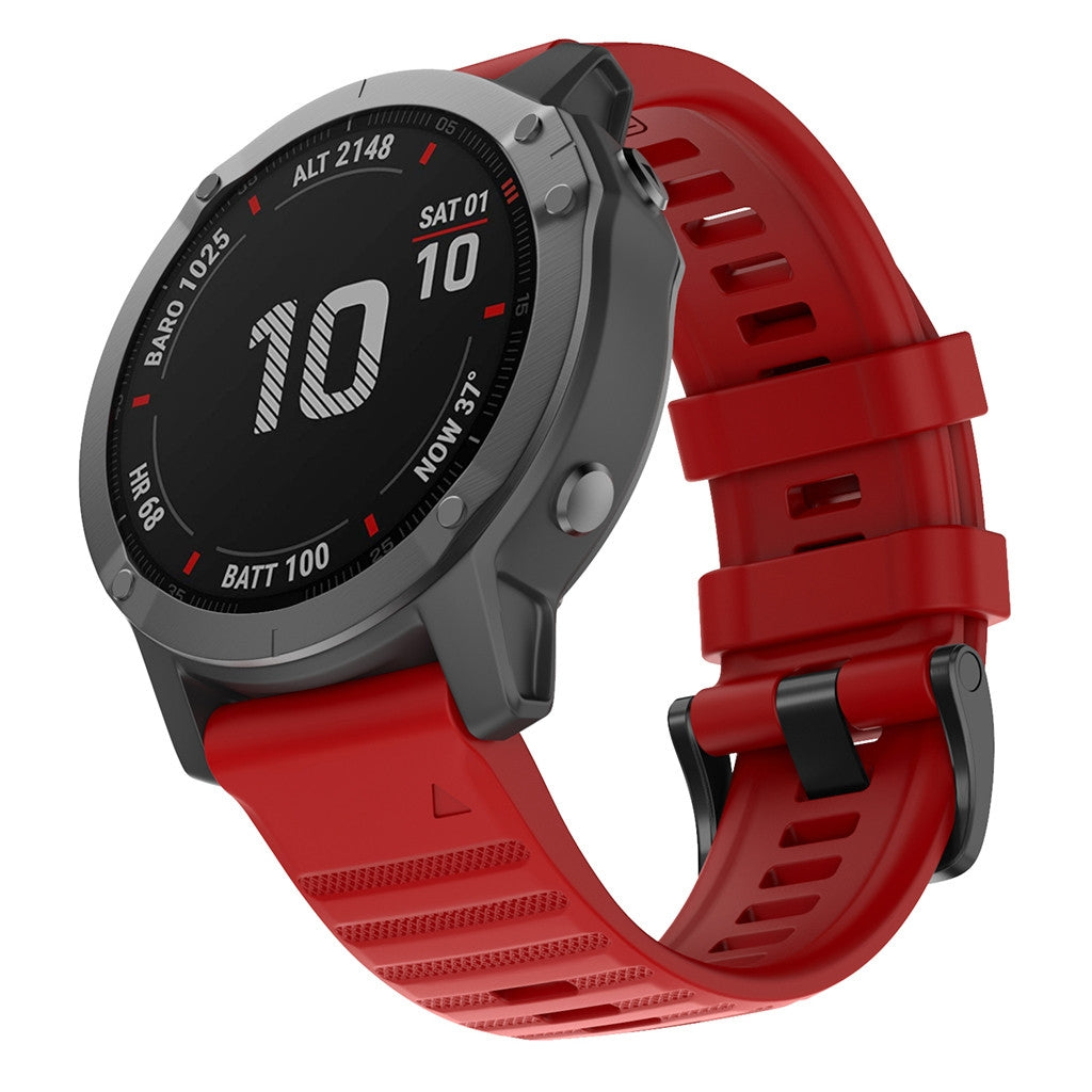 For-Garmin-Fenix-7X-/-6X-26mm-Smart-Watch-Quick-Release-Silicon-Watch-Band(Red)