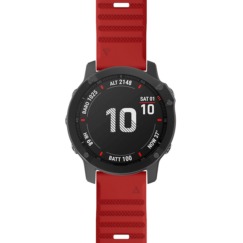 For-Garmin-Fenix-7X-/-6X-26mm-Smart-Watch-Quick-Release-Silicon-Watch-Band(Red)