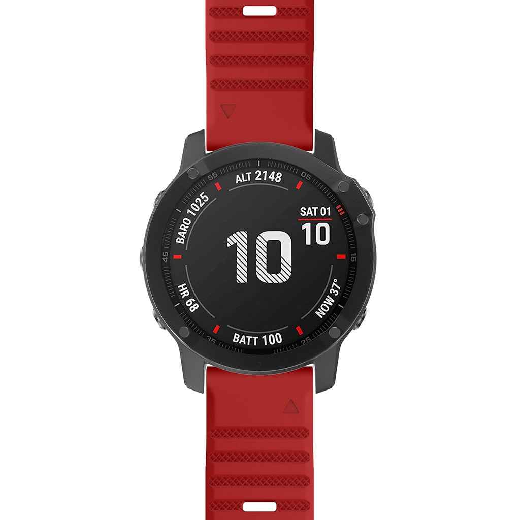 For-Garmin-Fenix-7X-/-6X-26mm-Smart-Watch-Quick-Release-Silicon-Watch-Band(Red)