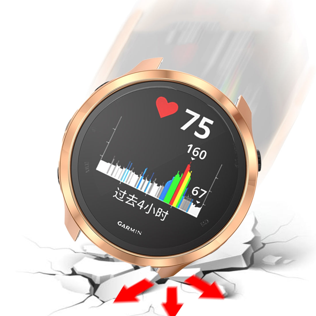 For-Garmin-Forerunner-245-TPU-Electroplated-Watch-Case(Rose-Gold)