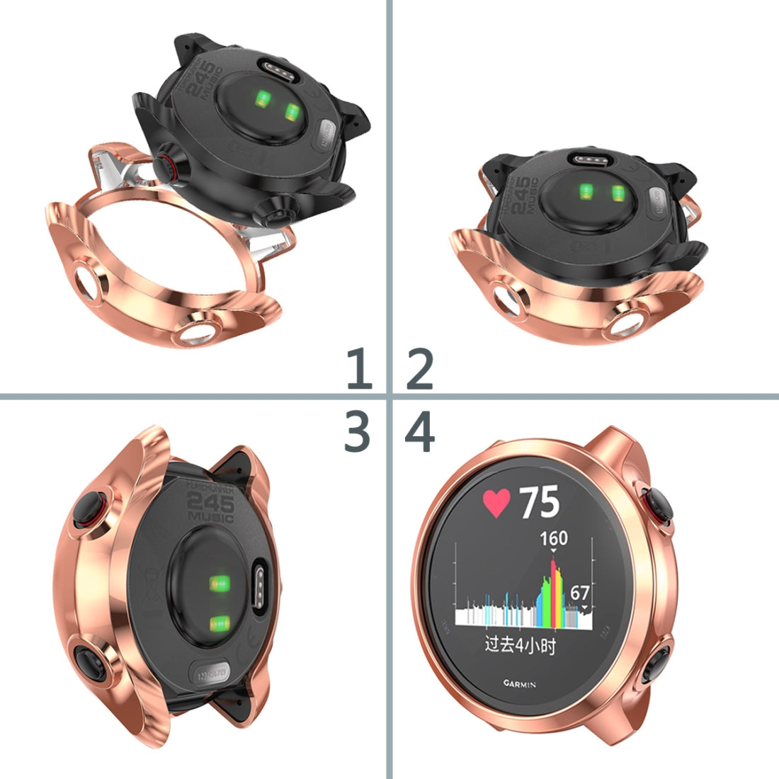 For-Garmin-Forerunner-245-TPU-Electroplated-Watch-Case(Rose-Gold)