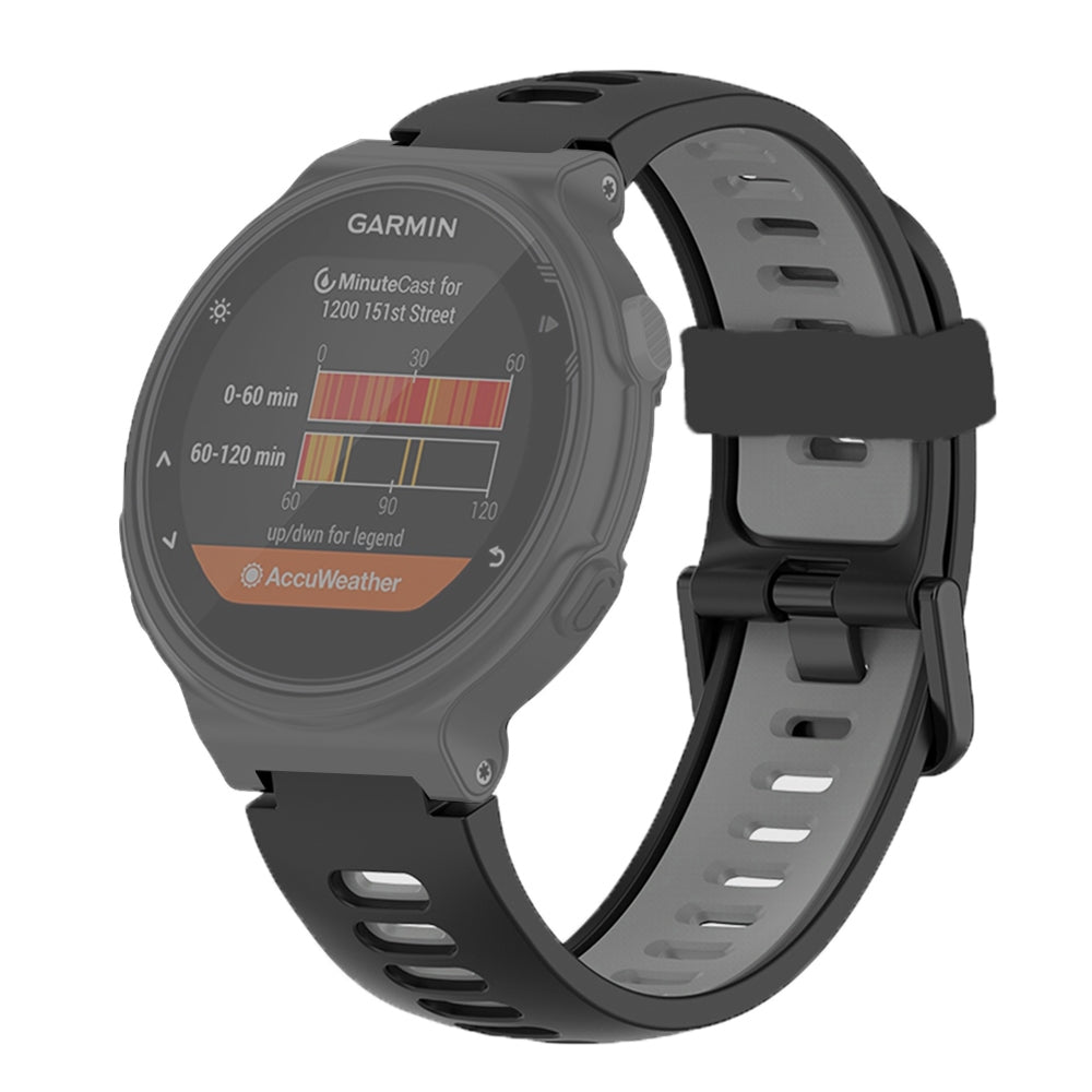 For-Garmin-Forerunner-220/230/235/620/630/735XT-Two-color-Silicone-Watch-Band(Black+Grey)
