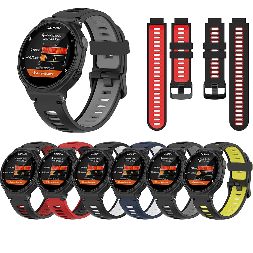 For-Garmin-Forerunner-220/230/235/620/630/735XT-Two-color-Silicone-Watch-Band(Black+Grey)