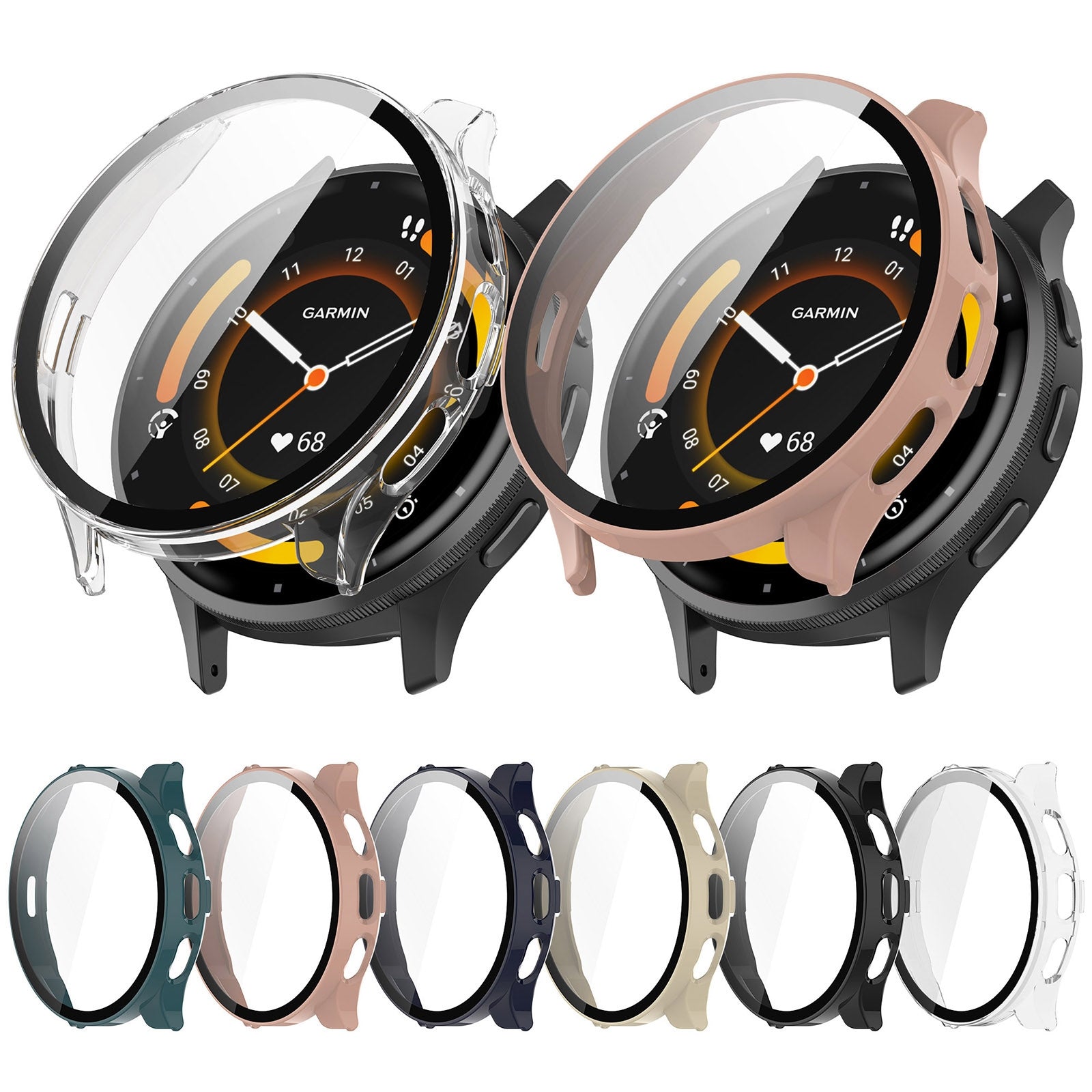 For-Garmin-Venu-3-PC-+-Tempered-Film-Integrated-Watch-Protective-Case(Black)