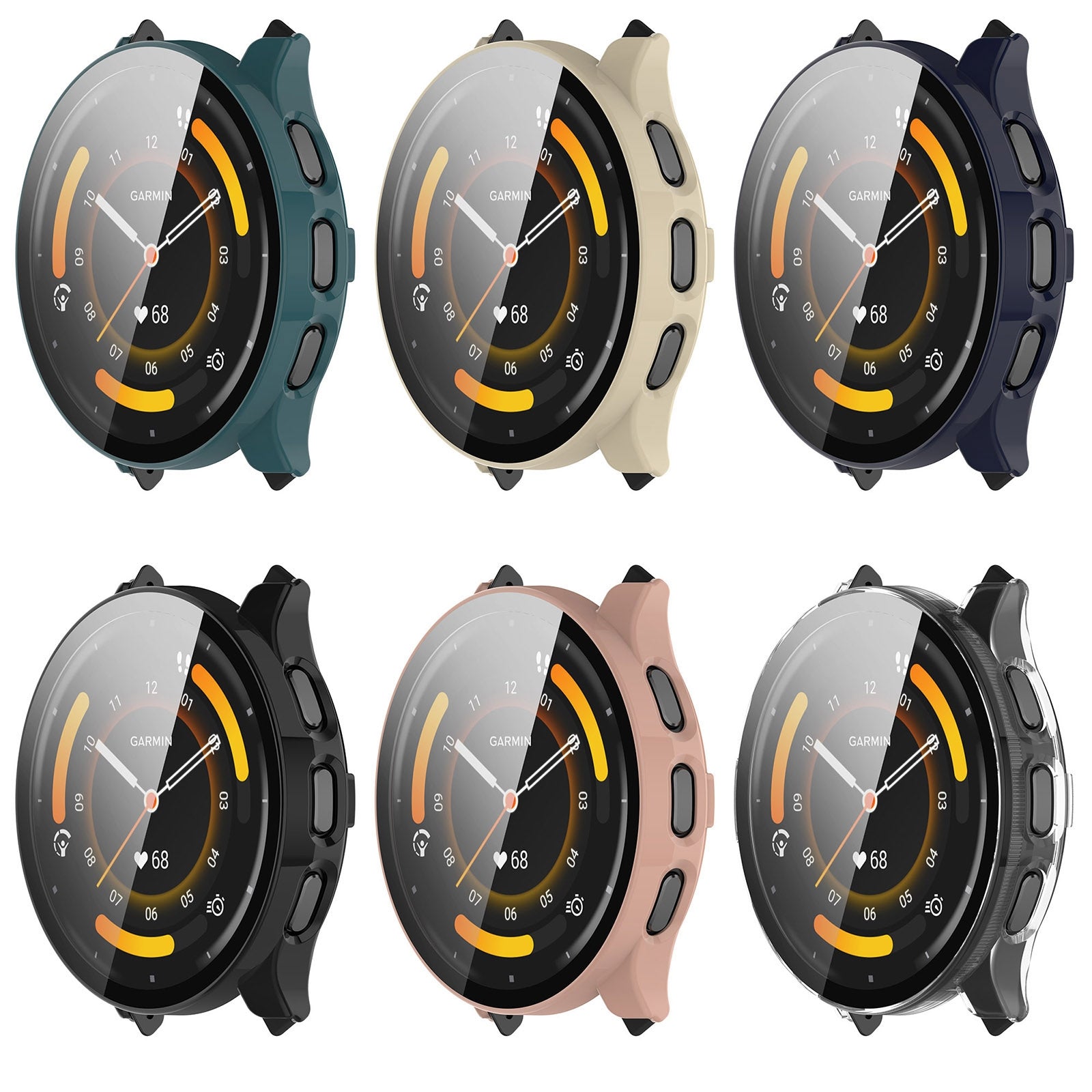 For-Garmin-Venu-3-PC-+-Tempered-Film-Integrated-Watch-Protective-Case(Black)