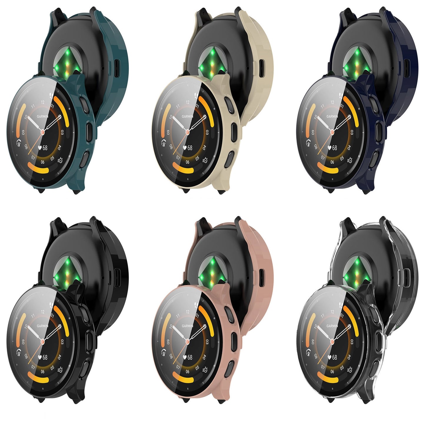 For-Garmin-Venu-3-PC-+-Tempered-Film-Integrated-Watch-Protective-Case(Black)