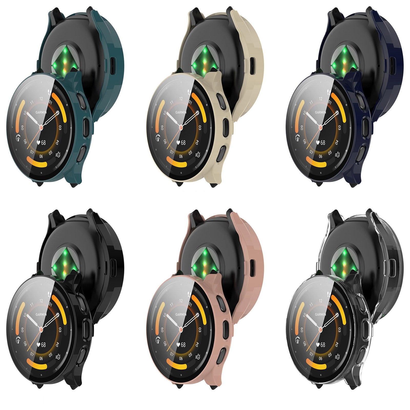 For-Garmin-Venu-3-PC-+-Tempered-Film-Integrated-Watch-Protective-Case(Black)