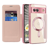 For-Google-Pixel-7a-Shield-Magsafe-RFID-Anti-theft-Rhombus-Leather-Phone-Case(Pink)