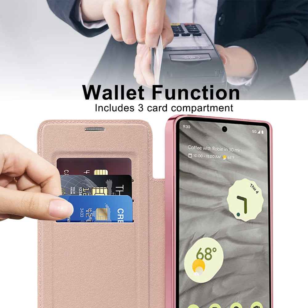 For-Google-Pixel-7a-Shield-Magsafe-RFID-Anti-theft-Rhombus-Leather-Phone-Case(Pink)