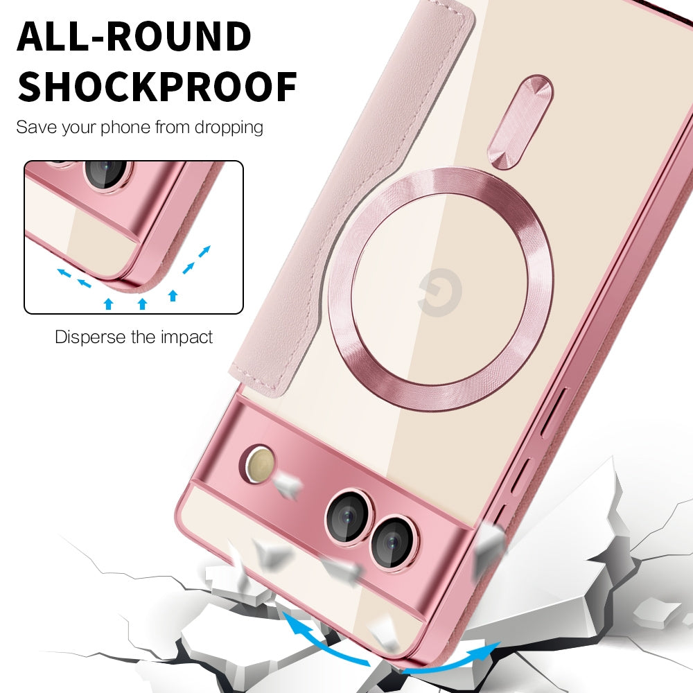 For-Google-Pixel-7a-Shield-Magsafe-RFID-Anti-theft-Rhombus-Leather-Phone-Case(Pink)