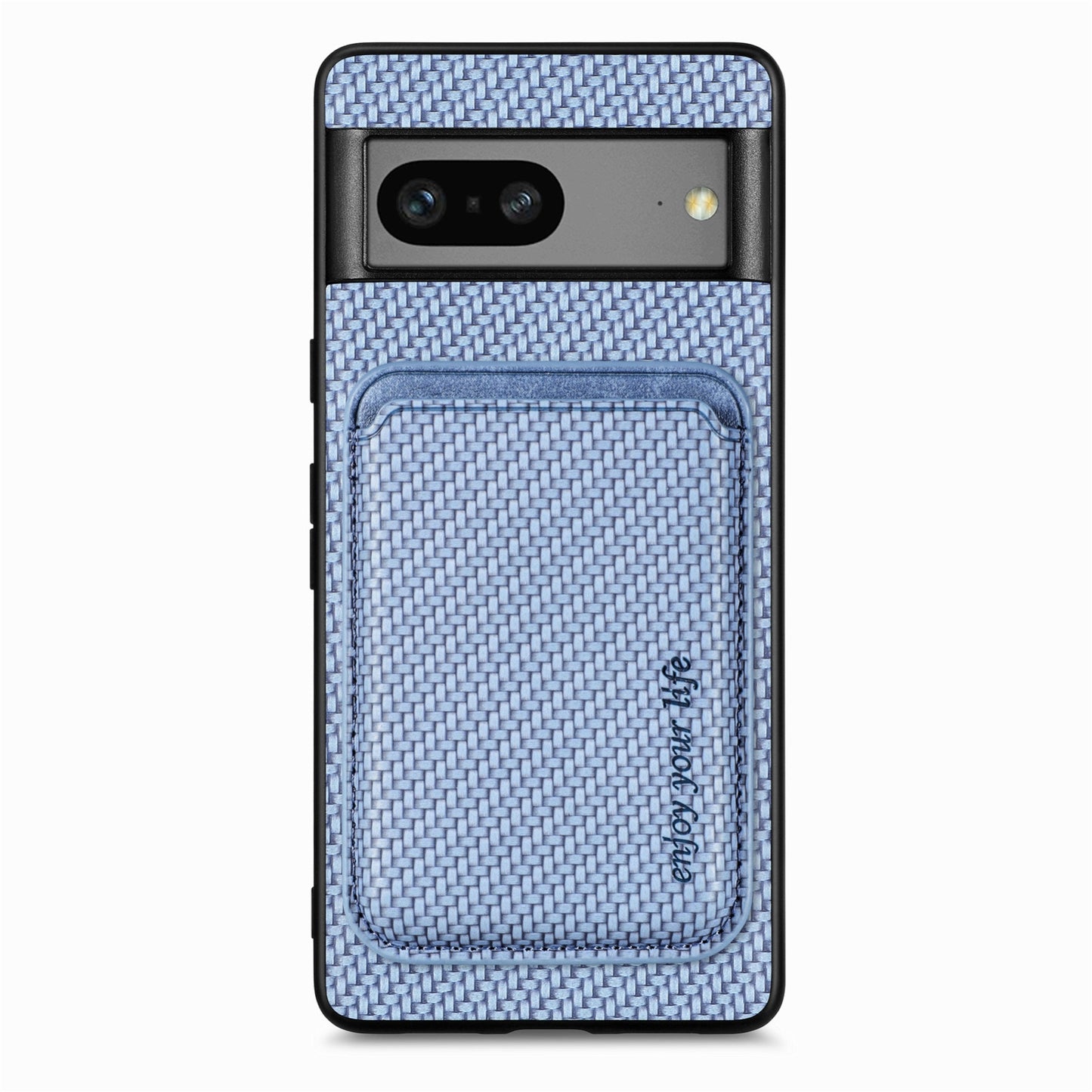 For-Google-Pixel-7-Carbon-Fiber-Leather-Card-Magsafe-Phone-Case(Blue)