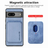 For-Google-Pixel-7-Carbon-Fiber-Leather-Card-Magsafe-Phone-Case(Blue)