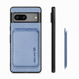 For-Google-Pixel-7-Carbon-Fiber-Leather-Card-Magsafe-Phone-Case(Blue)