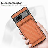 For-Google-Pixel-7-Carbon-Fiber-Leather-Card-Magsafe-Phone-Case(Blue)