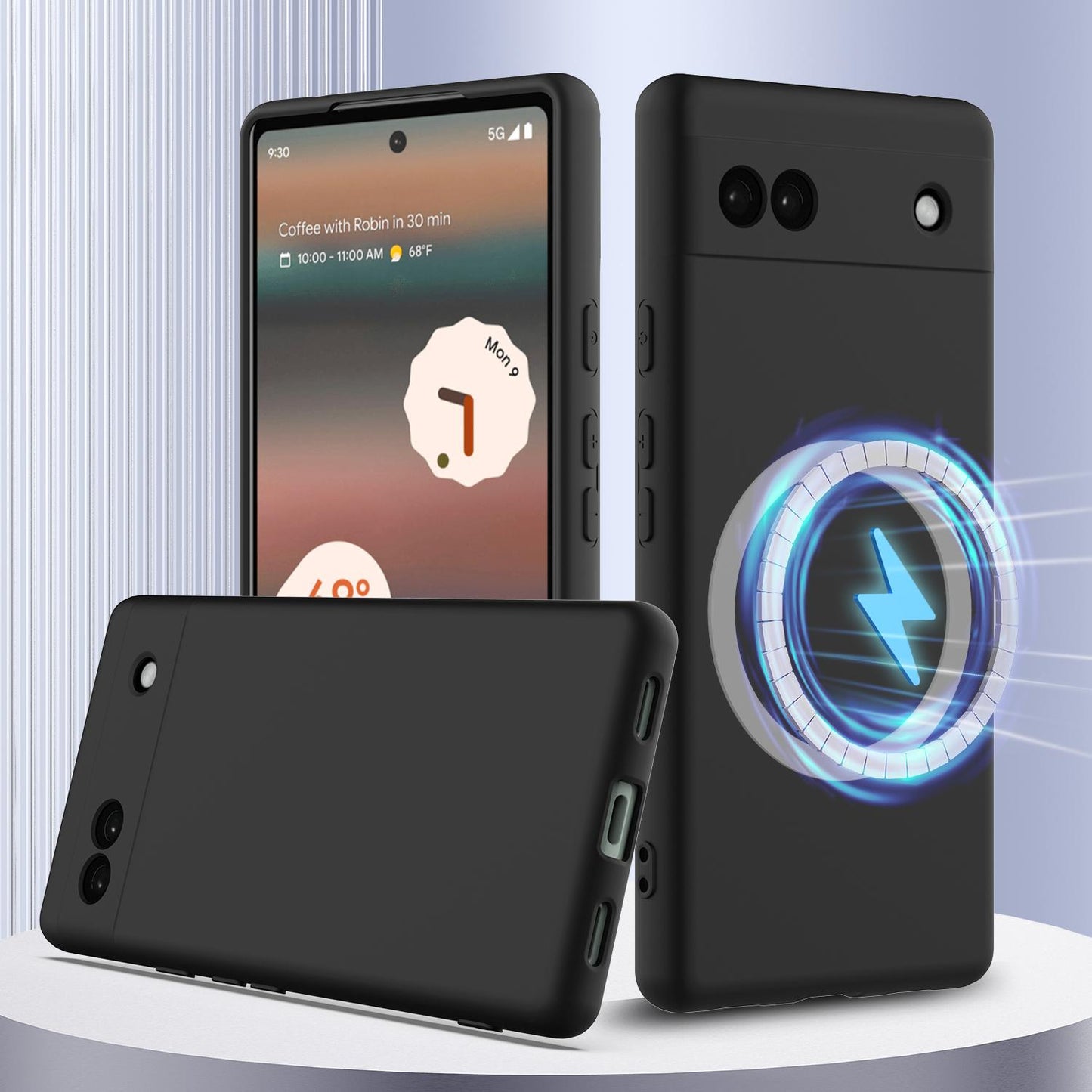 For-Google-Pixel-6a-Shockproof-Silicone-Magsafe-Phone-Case(Black)