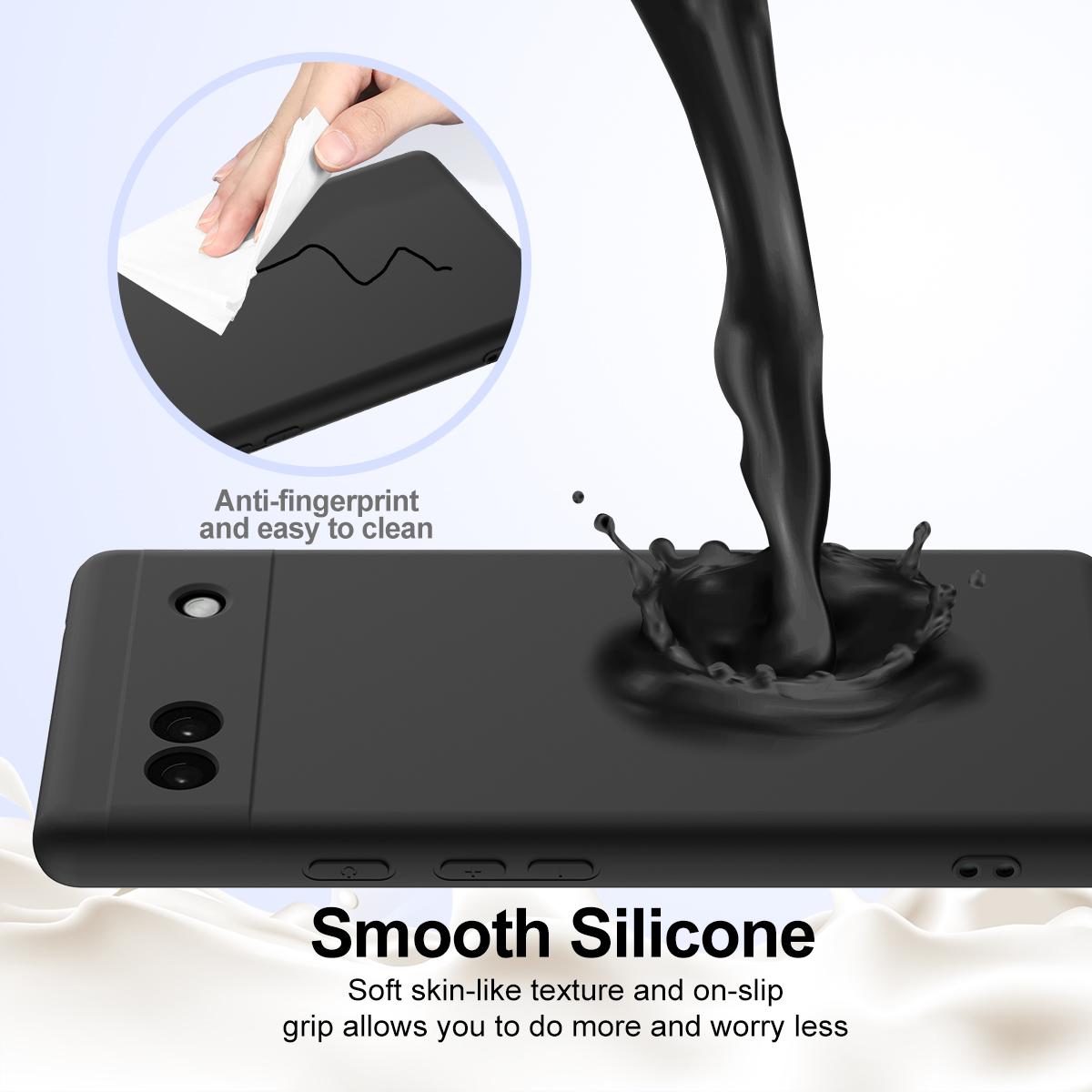 For-Google-Pixel-6a-Shockproof-Silicone-Magsafe-Phone-Case(Black)