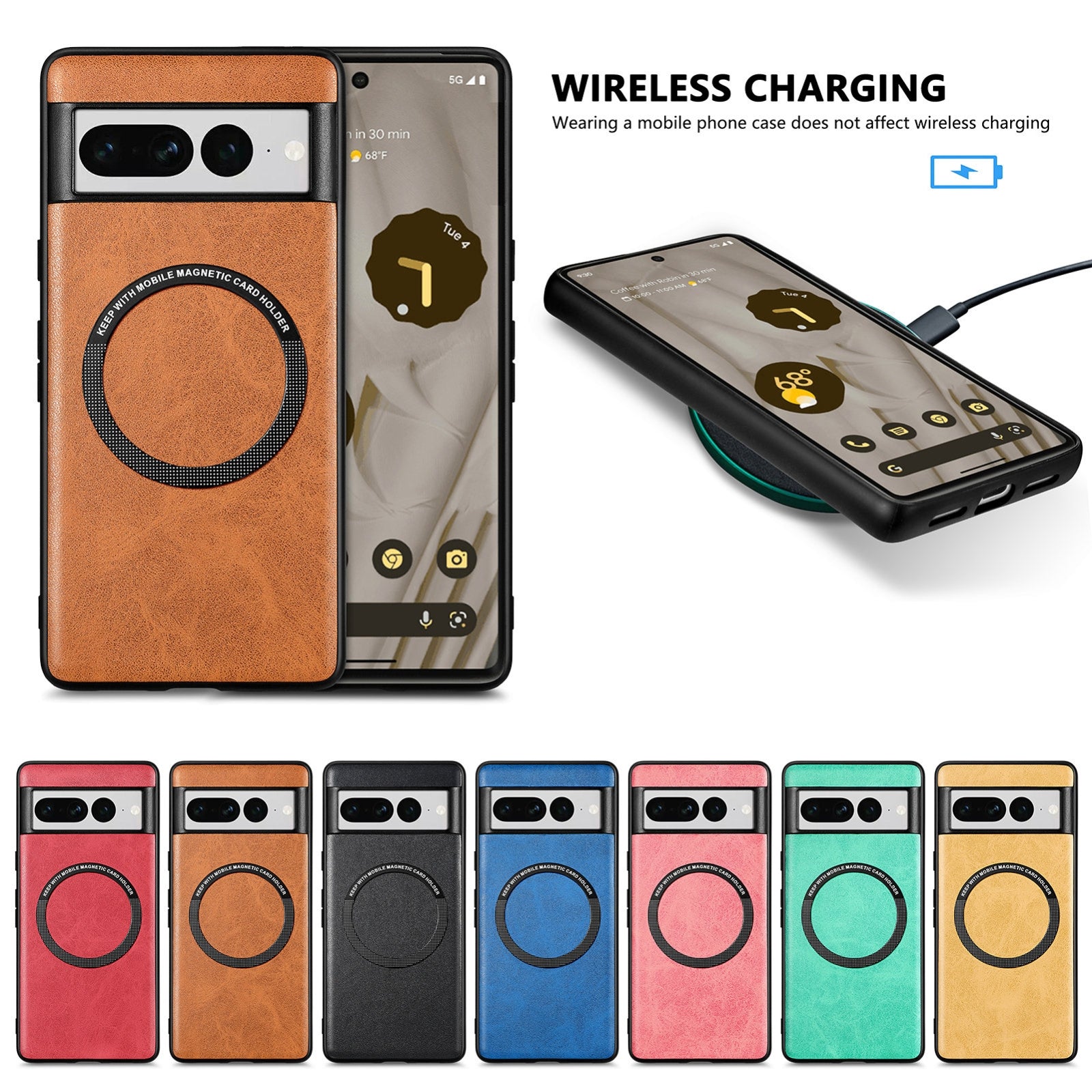 For-Google-Pixel-7-Pro-Solid-Color-Magsafe-Leather-Phone-Case(Black)