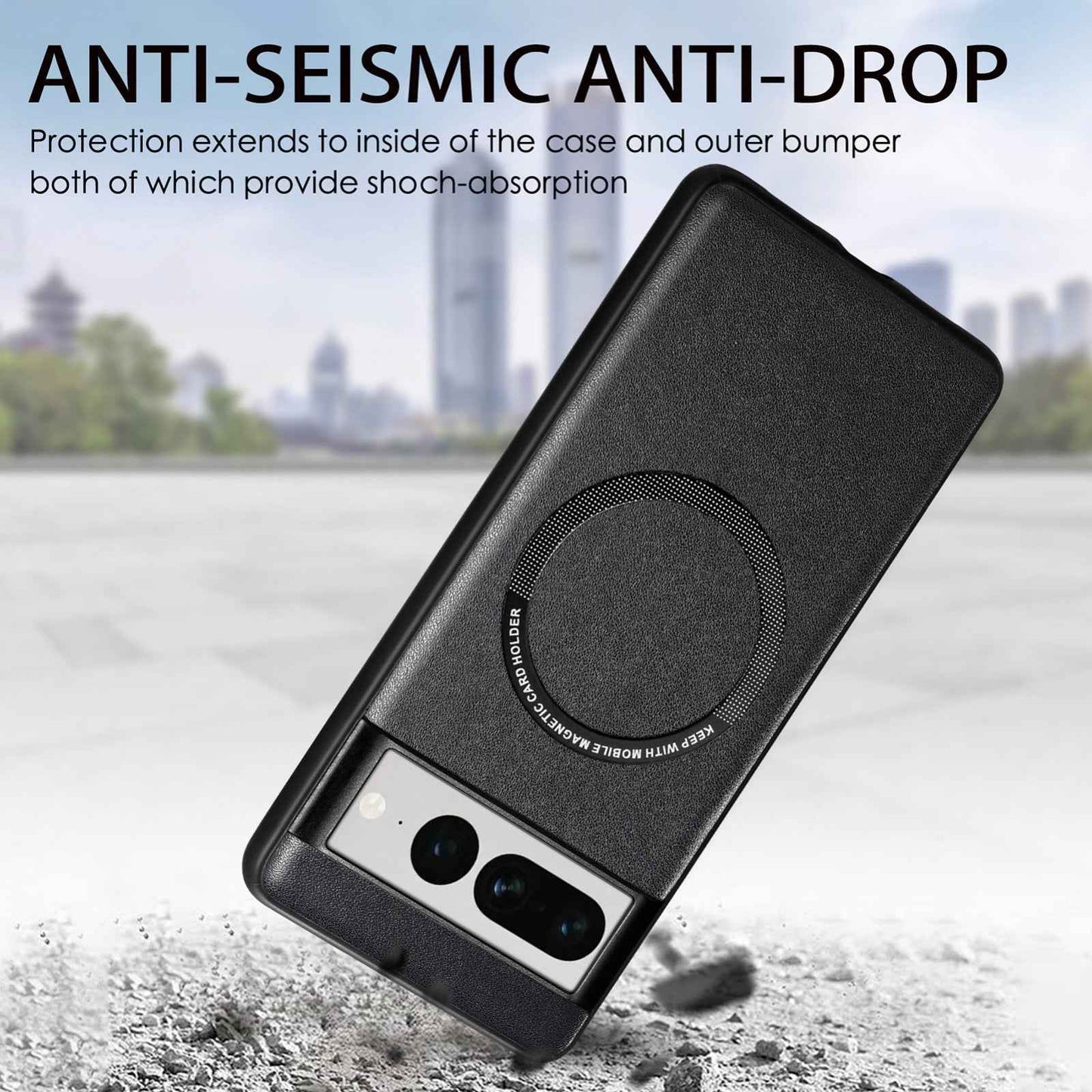 For-Google-Pixel-7-Pro-Solid-Color-Magsafe-Leather-Phone-Case(Black)