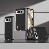 For-Google-Pixel-Fold-ABEEL-Genuine-Leather-+-PC-Litchi-Texture-Phone-Case(Black)