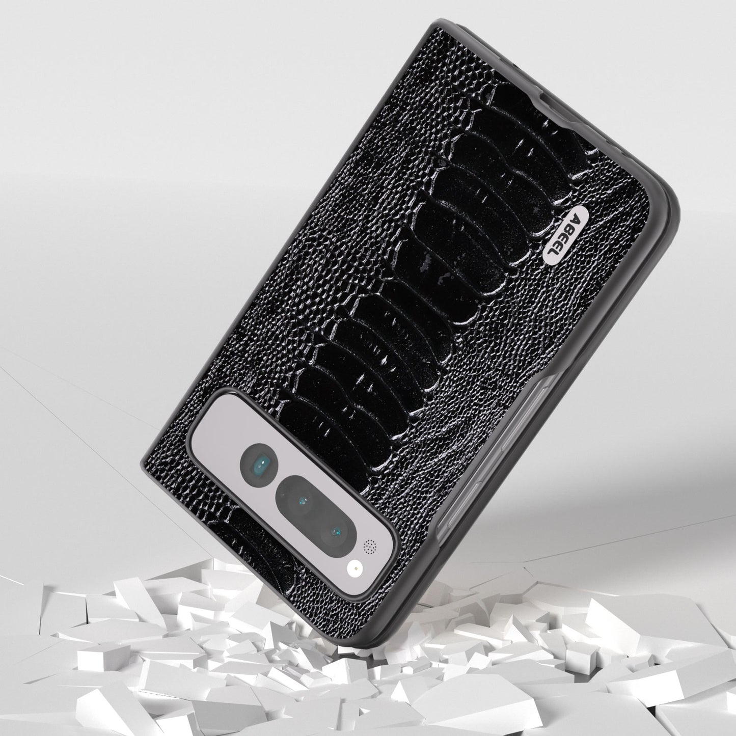 For-Google-Pixel-Fold-ABEEL-Genuine-Leather-Weilai-Series-Phone-Case(Black)