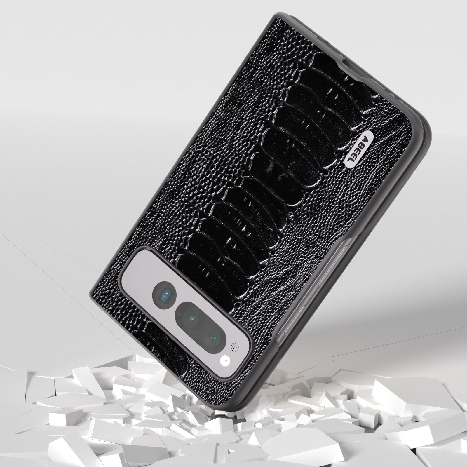 For-Google-Pixel-Fold-ABEEL-Genuine-Leather-Weilai-Series-Phone-Case(Black)