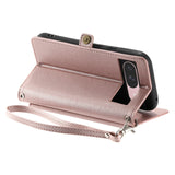 For-Google-Pixel-9-/-9-Pro-Wallet-Multi-card-Slot-Leather-Phone-Case-with-Lanyard(Rose-Gold)