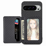 For-Google-Pixel-9-Pro-XL-Carbon-Fiber-Magnetic-Card-Bag-Phone-Case(Black)