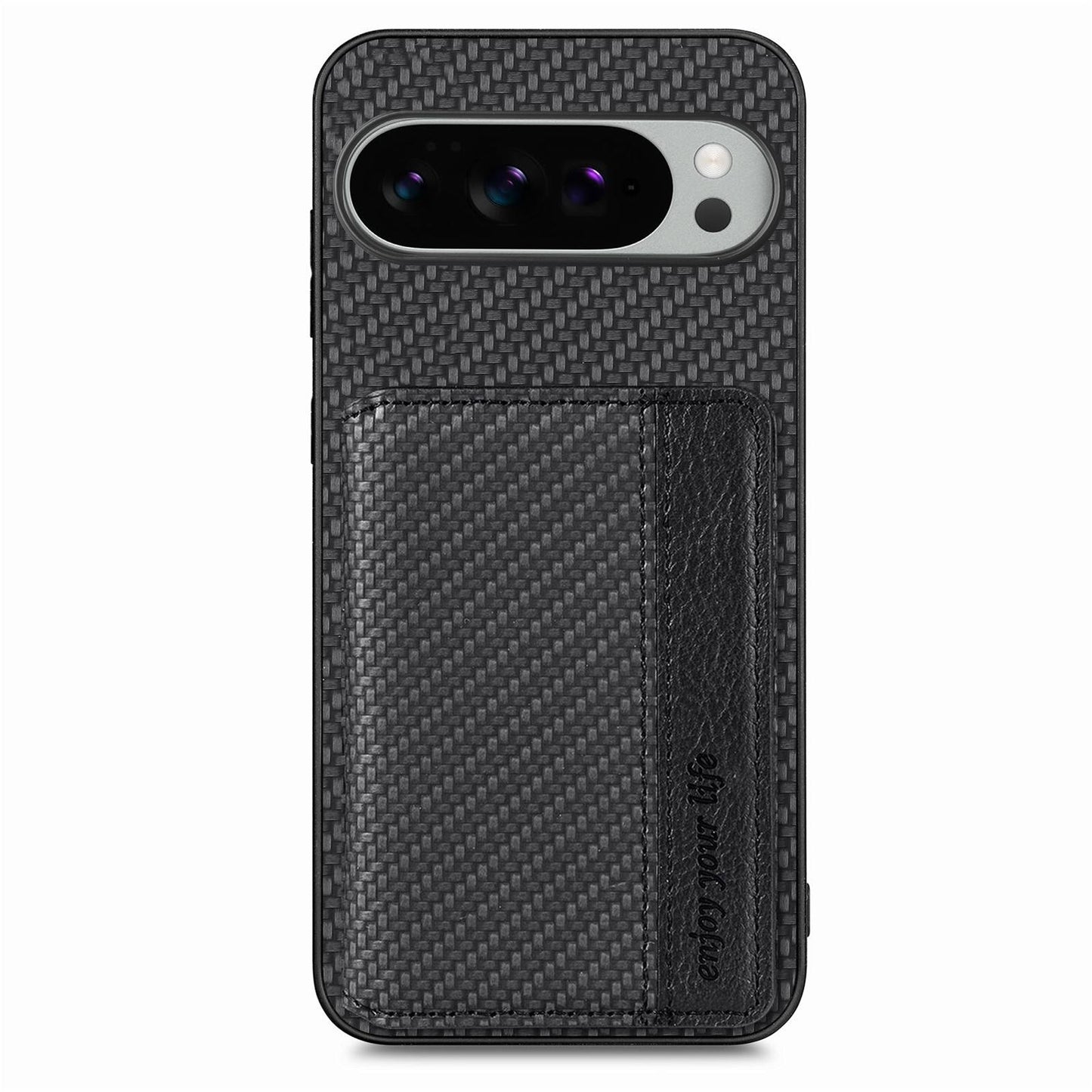For-Google-Pixel-9-Pro-XL-Carbon-Fiber-Magnetic-Card-Bag-Phone-Case(Black)