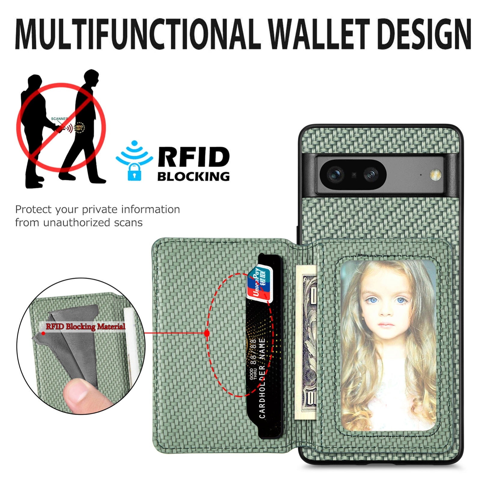 For-Google-Pixel-9-Pro-XL-Carbon-Fiber-Magnetic-Card-Bag-Phone-Case(Black)