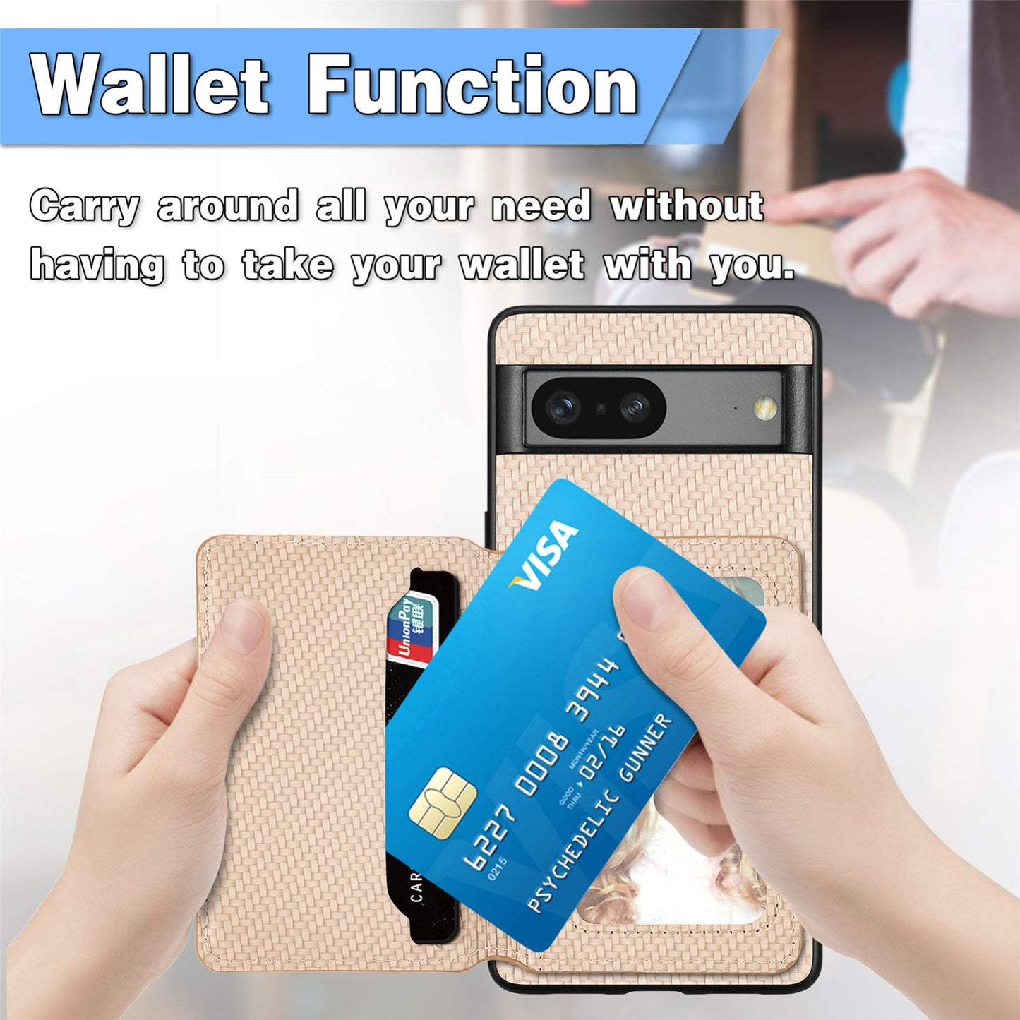For-Google-Pixel-9-Pro-XL-Carbon-Fiber-Magnetic-Card-Bag-Phone-Case(Black)