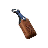 For-Honda-Car-Cowhide-Leather-Key-Protective-Cover-Key-Case,-Three-Keys-Start-Version-(Brown)